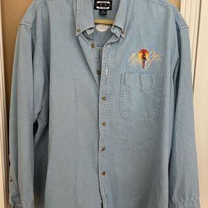 Maui Jims Three Rivers Men’s Vintage Long Sleeved Embroidered Jean Shirt XL
